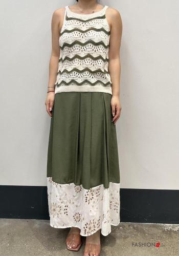 Top de Algodón crochet sin mangas cuello redondo Patrón bordado - ph 4