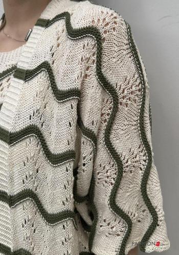 Embroidered knitted Cotton Cardigan 3/4 sleeve - ph 3