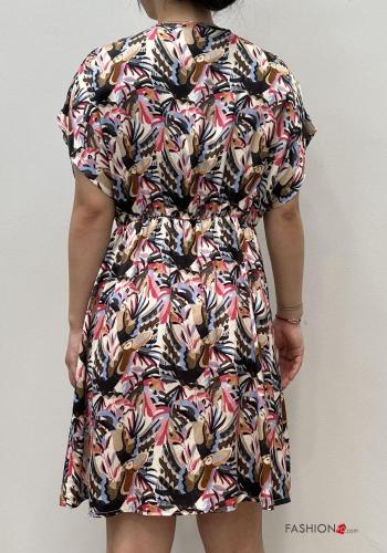 Robe manches courtes courte à Imprimé Floral à col en V - ph 2
