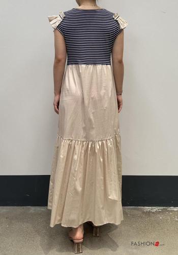Streifenmuster kurze ärmel lange volantärmel Kleid aus Baumwolle mit Volants - ph 3