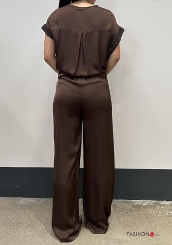lurex crew neck short sleeve satin Blouse - ph 4