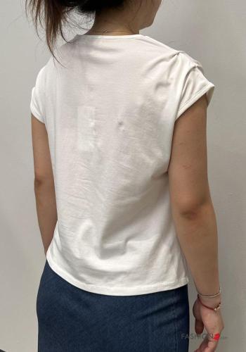 T-shirt in Cotone girocollo maniche corte tulle lurex - ph 2