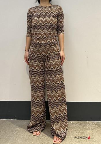 Geometric pattern wide leg Trousers with elastic - ph 3