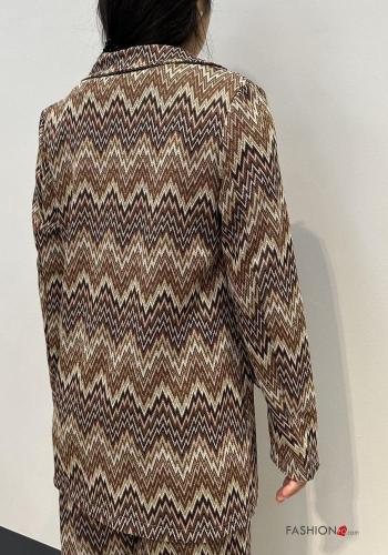 Geometric pattern long sleeve Jacket with buttons with pockets - ph 2