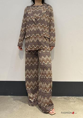 Geometric pattern long sleeve Jacket with buttons with pockets - ph 4