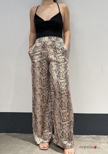 Animal print wide leg Trousers with elastic - ph 4