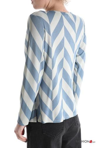 Blusa manga larga cuello redondo Estampado Geométrico con lazo - ph 3