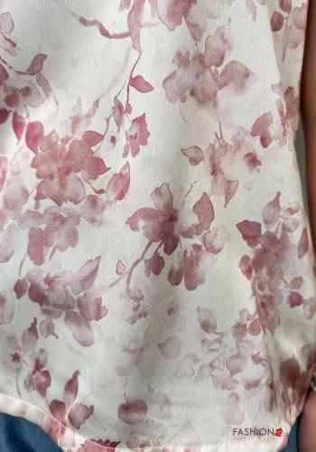 Floral short sleeve crew neck Blouse - ph 2