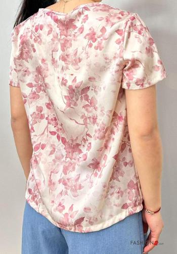 Floral short sleeve crew neck Blouse - ph 3