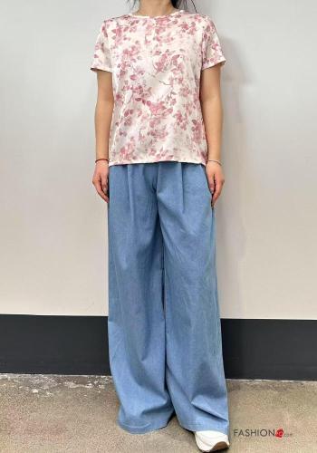 Floral short sleeve crew neck Blouse - ph 4