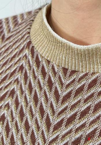 Abito girocollo corto lurex maniche corte Fantasia geometrica - ph 2