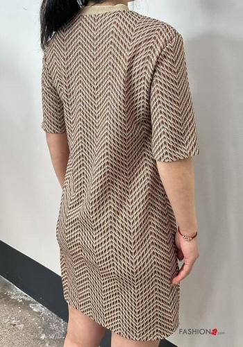 Abito girocollo corto lurex maniche corte Fantasia geometrica - ph 3