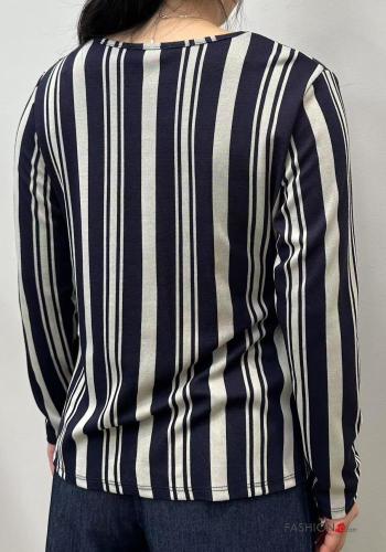 T-shirt à manches longues Imprimé à rayures avec noeud - ph 3