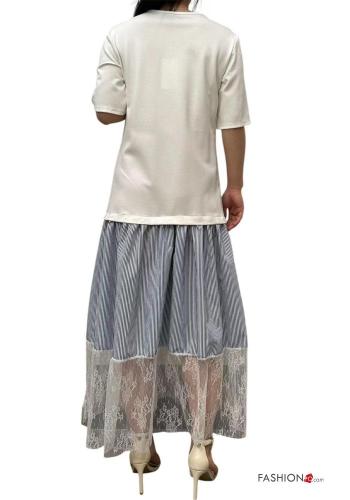 Abito girocollo pizzo maniche corte Fantasia mista con balze - ph 3
