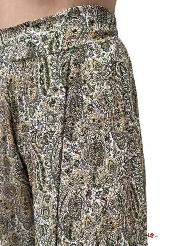 Pantalone vita alta wide leg Fantasia paisley con elastico - ph 2