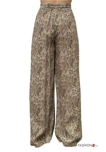 Pantalone vita alta wide leg Fantasia paisley con elastico - ph 3