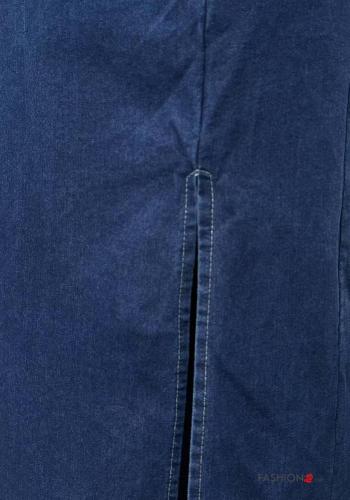 denim high waist Cotton Skirt with split - ph 2