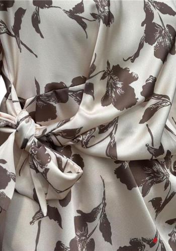 Blusa maniche lunghe girocollo Fantasia floreale con fiocco - ph 2