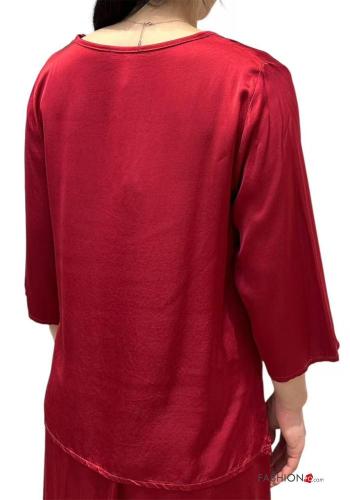 Blusa raso scollo a V maniche a tre quarti - ph 3