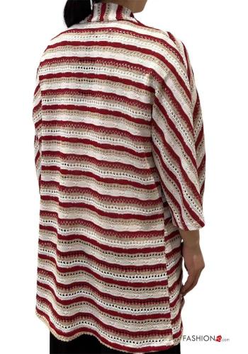 Gilet en Coton au crochet Imprimé à rayures manches à trois-quarts - ph 3