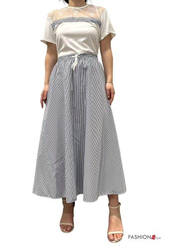 short sleeve crew neck lace trim Cotton T-shirt - ph 4