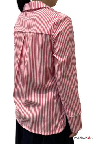 Chemise en Coton manches longues à collet Imprimé à rayures à boutons - ph 2