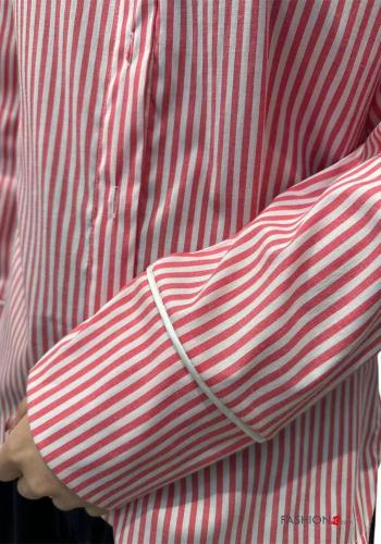Chemise en Coton manches longues à collet Imprimé à rayures à boutons - ph 3