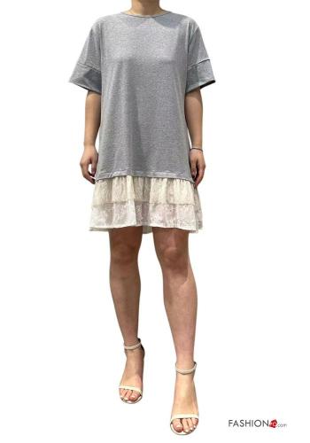 Abito in Cotone girocollo pizzo maniche corte con balze - ph 4