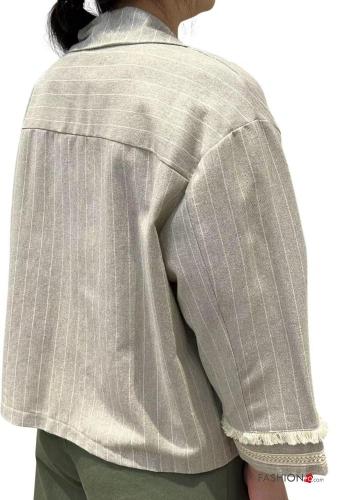 Chaqueta de Algodón manga larga con cuello a rayas con botones - ph 3
