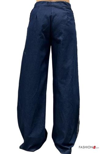 ausgestellte hoher Taille Hose aus Baumwolle mit gummizug - ph 3