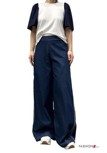ausgestellte hoher Taille Hose aus Baumwolle mit gummizug - ph 4