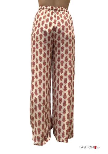 Pantalone wide leg Fantasia stampata con tasche con elastico - ph 3