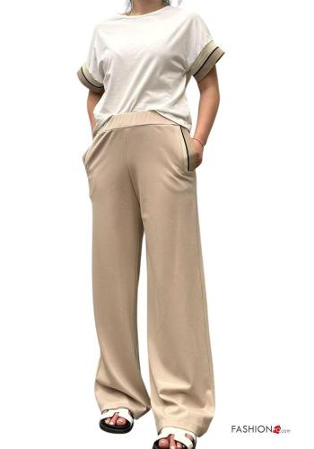 Pantalone wide leg con tasche con elastico - ph 4