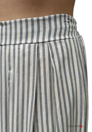 Gonna in Lino Fantasia righe con tasche con elastico - ph 2