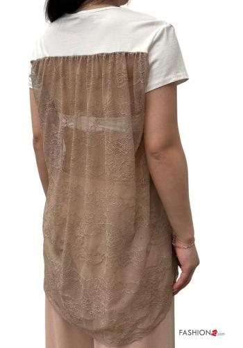 T-shirt in Cotone pizzo con fiocco - ph 3