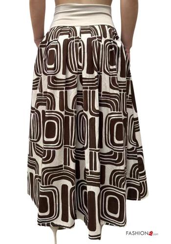 Gonna in Cotone Fantasia geometrica con tasche con elastico - ph 3