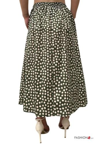 Falda de Algodón Estampado de lunares con bolsillos con elástico - ph 3