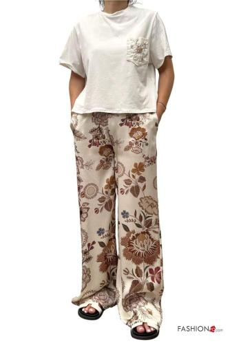 short sleeve crew neck Cotton T-shirt with sequins with pockets - ph 4