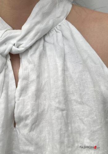 ärmellos Top aus Leinen mit Schleife mit knoten - ph 2