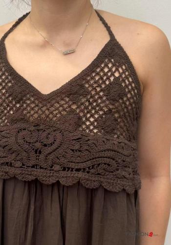 Makramee verstellbarer Kleid aus Baumwolle mit Futter - ph 2