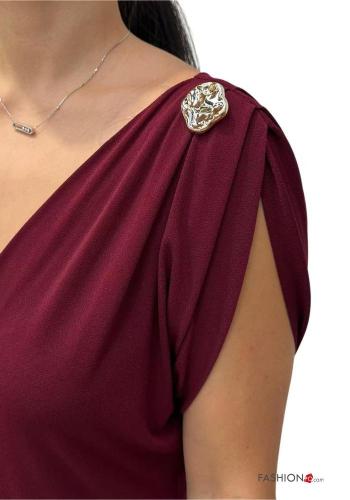 Robe manches courtes à col en V avec fonte - ph 2