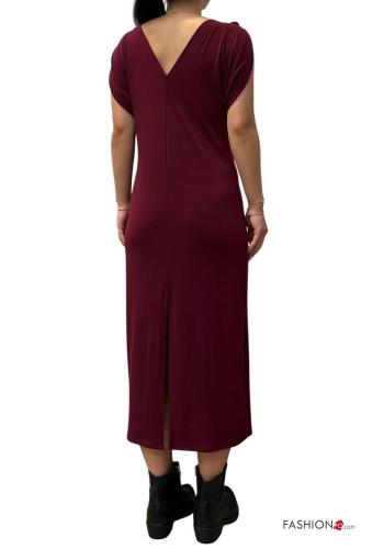 Robe manches courtes à col en V avec fonte - ph 3