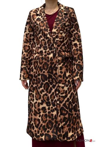 Abrigo Estampado animal con bolsillos con botones con forro - ph 2