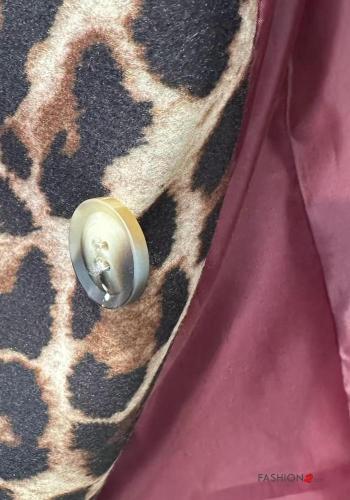 Abrigo Estampado animal con bolsillos con botones con forro - ph 3