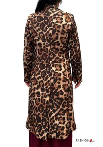 Abrigo Estampado animal con bolsillos con botones con forro - ph 5