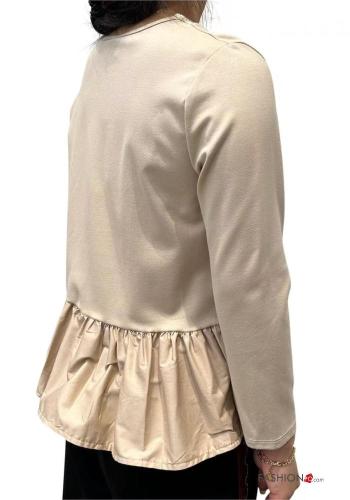 crew neck Long sleeved top with flounces - ph 3