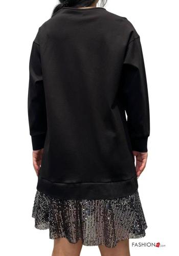 Abito maniche lunghe girocollo con paillettes - ph 3