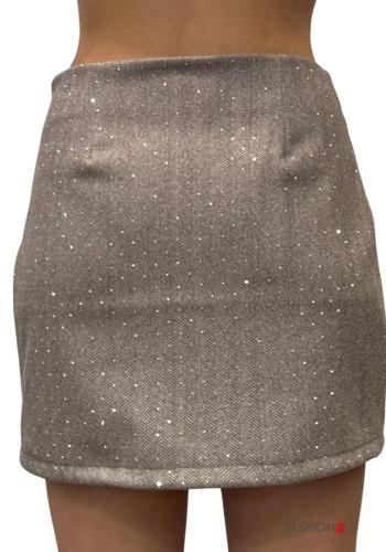 Minifalda brillante con cremallera con brillantes - ph 3