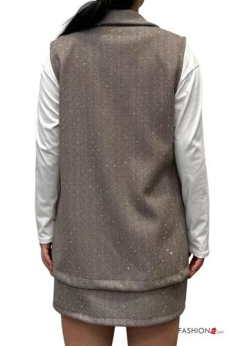 sleeveless shiny Blazer with buttons - ph 2