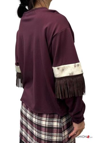 Felpa maniche lunghe girocollo con frange - ph 2